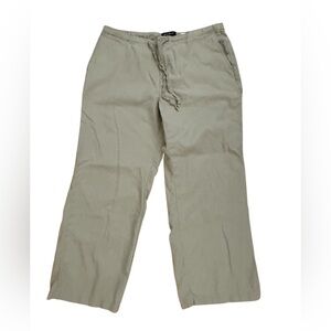 Women’s wide leg cropped linen‎ pants size 10P tan Lagenlook beachy coastal boho